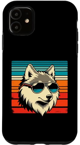 Hülle für iPhone 11 Cooler Retro-Wolf in Sonnenbrille, 70er, 80er, 90er, Neuheit, lustiger Wolf