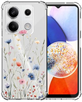 ChoosEU Trasparente Custodia per Xiaomi Redmi Note 13 Pro 5G / Poco X6 5G Sottile TPU Silicone Cover Disegni Colorate Fiore Fiori Motivo Antiurto Protettiva Case Morbido Custodie - Blu Rosa
