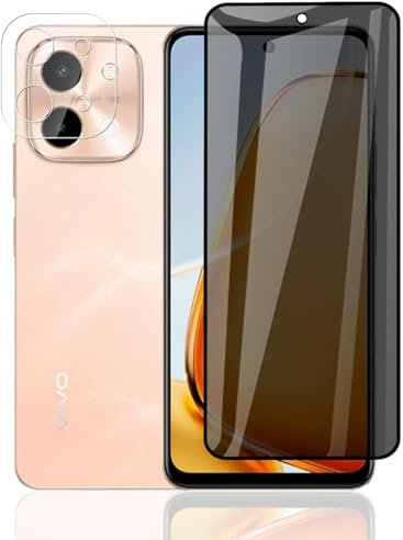 Phlleyaa Protector de Pantalla para VIVO Y28 4G,Anti Espía de Vidrio Templado 1 Piezas y Protector de Lente de Cámara 1 Piezas,sin Burbujas Pantalla para VIVO Y28 4G Vidrio Templado