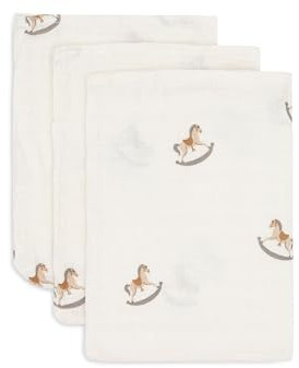 Jollein Lot de 3 gants de toilette pour bébé - Nostalgic Ride - 15 x 20 cm - 100% coton - Gants de toilette pour bébé - Certifié Oeko-Tex