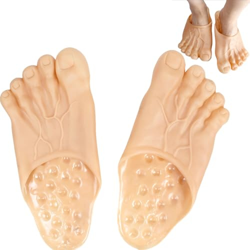 Chaussons d'Halloween - Pieds géants - FaJoek - Unisexe - Pieds nus amusants - Pour homme des cavernes - Pour Halloween - Cosplay - Accessoires de fête (couleur de la peau)