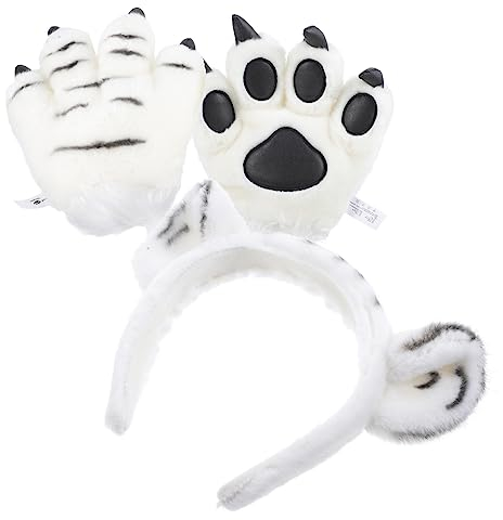 LIFKOME 1satz Tierpfoten Handschuhe Mit Tiger Stirnband Flauschige Tierkostüm Zubehör Für Cosplay Und Partys Warme Und Bequeme Plüschhandschuhe Für Erwachsene