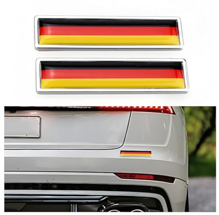 JNNJ Autocollants Métal Personnalisés Voitures, Autocollant Logo Métal Voiture Autocollant Drapeau National, Drapeau Automobile Autocollant Métallique Aile Voiture Style Moto Accessoires(Allemagne)