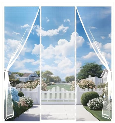 moustiquaire porte camping car 90x235cm Blanc Moustiquaire Porte Fenetre Fermeture Automatique Rideau Anti Mouche sans Percer pour Couloirs Portes Pati