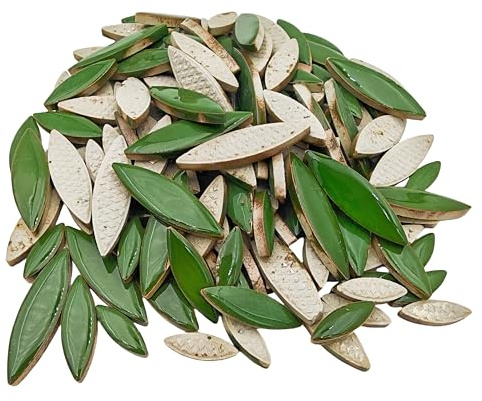 500 g Weidenblatt-Blütenblatt-Mosaik, unregelmäßige Mosaikstücke für Heimdekoration oder Bastelarbeiten, Mosaikherstellungszubehör (Dunkelgrün)