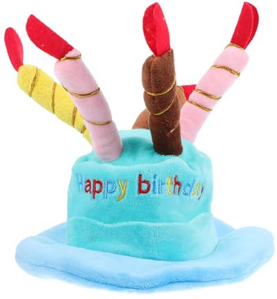 POPETPOP Haustier-geburtstagskuchenhut Hundehut mit Kuchenkerzen Cosplay-Kopfbedeckung für Hunde und Katzen Happy Birthday-