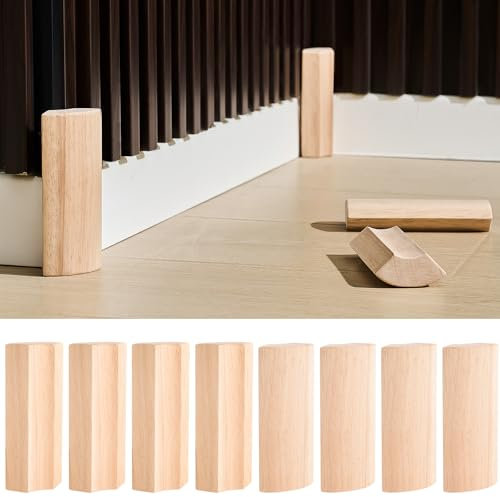 ReliThick 8 Pcs 5.5 x 3/4 Rounded Outside Bullnose Corner Non-Sticky Baseboard Molding and Trim Block Pine Baseboard Molding Trim Fits Standard for 3/4 Rounded Bullnose Corners