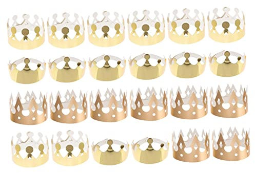 TOYANDONA 24St Geburtstagshut Kronen Dekoration Karierte Partyhüte Papierhüte Partyteller geburtstagskrone party sachen goldene Kronkorken aus Papier Geburtstag Kronkorken Hut Khaki