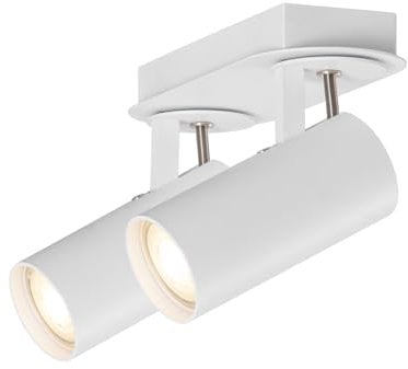 DAWALIGHT Deckenstrahler LED Weiß GU10 5W 3000K Warmweiß 2 Flammige Deckenleuchte Wandleuchte Schwenkbar Innen für Schlafzimmer Küche Flur Wohnzimmer, Aluminium