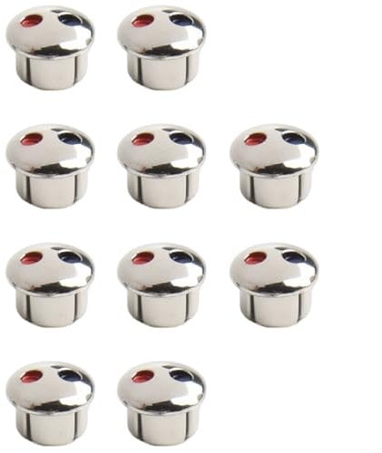 Jonikuper 10Pcs Tap Indices Hot And Cold Inserts, Red And Blue Label Decoration Cover Faucet Handle Hot And Cold Water Sign, For Bathroom And Toilet(Silver)