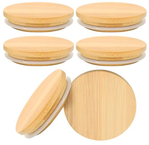 6PCS 8CM Mug Cup Lid Circular Solid Wood Glass Bottle Aromatherapy Can Lid Can Be Reused for Storing Things in Home Warehouses