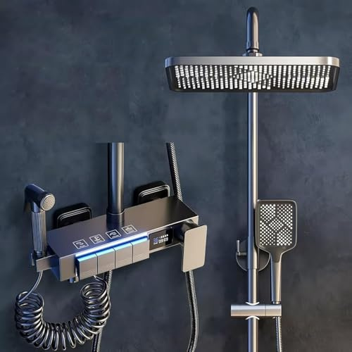 KJHONG Shower System Digital Display Piano Key Shower Faucet Set with Digital Display Ambient Lights Shower Combo