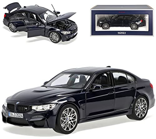 B*M*W 3er M3 F80 Limousine Blau Metallic Fast Schwarz 6. Generation F30 2011-2019 1/18 Norev Modell Auto mit individiuellem Wunschkennzeichen
