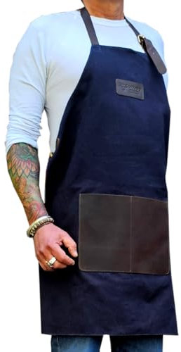 Laguiole en Aubrac Grillschürze, Garten- und Arbeitsschürze, Canvas marineblau