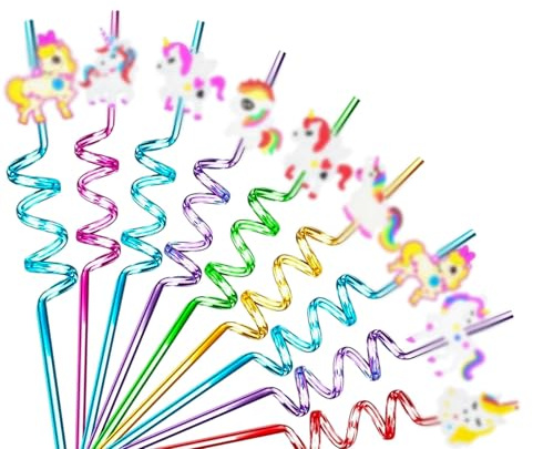 Paille Enfant,Gloryit 10 Pièces Paille Reutilisable | Paille Spirale En Plastique Alimentaire Colorée,Idéales Pour Fête D’Anniversaire, Noël Ou Boissons Glacées