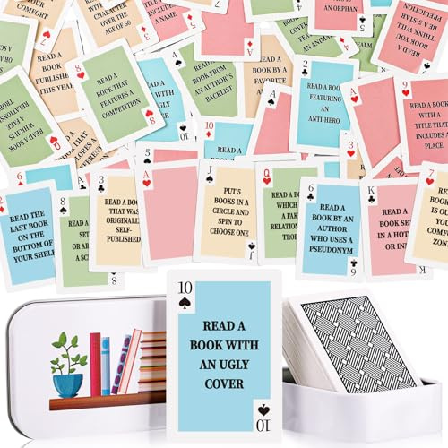 48 Pcs Tbr Cards Gift for Book Lover to Be Read List with Iron Box Bookish Accessory for Book Club Readers Birthday Teacher Mom Women Choose Your Next Reading Library Funny Decoration