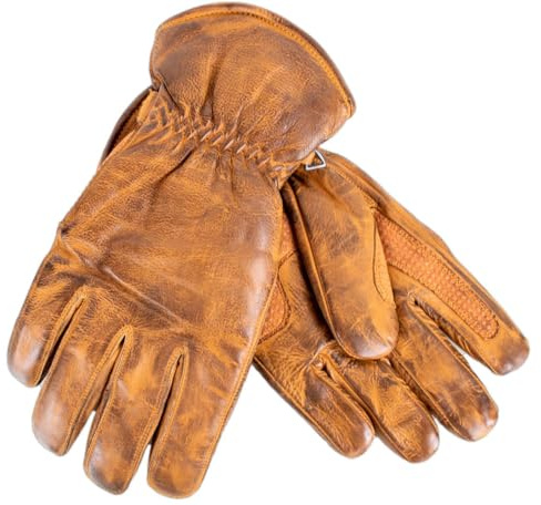 MDM Motorrad Chopper Biker Leder Handschuh (Braun, L)