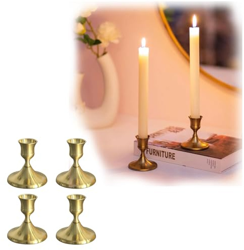 Furforstk porta candele 4 pezzi portacandele da tavolo, candelabro, porta candela, candelabri, candeliere, portacandele da esterno per decorazioni per feste,matrimoni,Natale,spa e regali(2,2cm, oro)