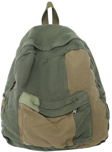 Vintage Canvas-Rucksack großer Kapazität Zwei-Tone Patch Grunge Rucksack Leichtes Ästhetische Hippie-Taschen für Reisen, Schule, Daypack, Leinwand, Weihnachtsdekoration