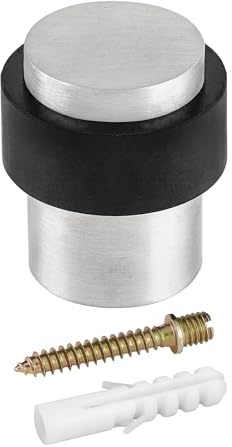 Bodentürstopper V2A Edelstahl 1.4301 / AISI 304 matt gebürstet – Türstopper Boden 40 mm Höhe, Ø 35 mm Gummiring – Türpuffer Edelstahl rostfrei & rutschfest – moderner Türschutz Innenräume
