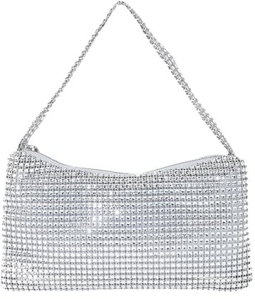MLPKOI Damen Clutch, Clutch Silber Glitzer Elegant Abendtasche Strass Clutch für Abschlussball, Hochzeit, Bankett, Party