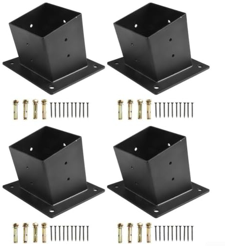 HEIBTENY Kit de montage mural pour pergola de toit incliné avec vis pour poteaux en bois de 10 x 10 cm, kit de supports de pergola de toit incliné pour porche, tonnelle et structures de jardin
