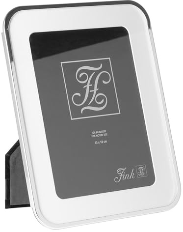 Fink Fotorahmen 13 x 18 cm - silberner Bilderrahmen mit hellem Passepartout - geeignet für Hoch- und Querformat - Fotoaufsteller mit Samtrücken