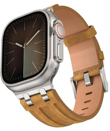 Smartwatch Armband Kunstleder für Apple Watch 49mm 46mm 45mm 44mm Edelstahl Schnalle Schwarz