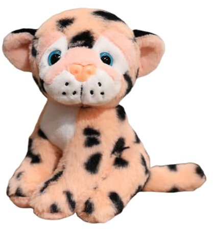 JORCEDI Weiches Leopard Kuscheltier, niedliches Plüschtier mit charmantem Design, Förderung der Kreativität, vielseitig als Spielgefährte oder Nackenstütze, für Kinder & Erwachsene (17cm,Rosa)