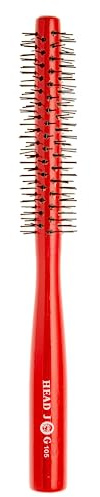 Head Jog 105 Small Radial Styling Brush. Natural Wooden Brush With Red Gloss Finish. Great For Grooming Or To Add Volume When Blow Drying. Ideal For Fine To Normal Hair Types. 25mm