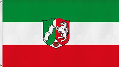 normani Fahne/Flagge mit Zwei Metallösen zur Befestigung und zum Hissen - Größe 90 x 150 cm Farbe Nordrhein Westfalen