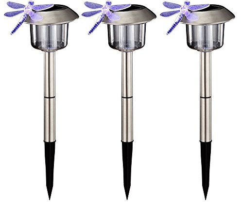 etc-shop 3er Set Solarleuchte Libelle Solarlampe LED Beleuchtung