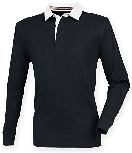 Front Row Mens Premium Long Sleeve Rugby Shirt/Top (2XL) (Black)