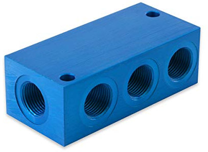 'Distributori di alimentazione a 4 posizioni – M5 a G 3/4, PN 16, Blocco di distribuzione in alluminio