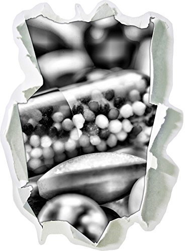 Stil.Zeit Monocrome, Pillen und Tabletten Papier im 3D-Look, Wand- oder Türaufkleber Format: 92x62cm, Wandsticker, Wandtattoo, Wanddekoration