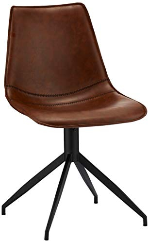 Isabel Esszimmerstühle 2er Set Cognac Braun – Drehstuhl, Kunstleder Hellbraun, Skandinavisches Design, Metallgestell Schwarz, Modern & Gepolstert