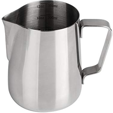 Dianoo Milk Frothing Pitcher Stainless Steel Steaming Pitcher Latte Art Frothing Cup for Espresso Cappuccino Coffee with Thermometer 350ML