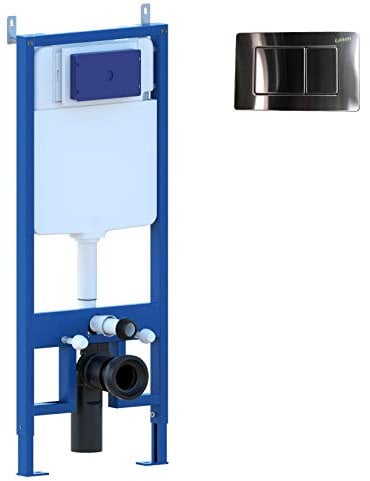 Laneri Tecno-struttura telaio e Cassetta per wc Vaso sospeso Completo Di placca Di Comando Acciaio Inox Doppio pulsante inclusa