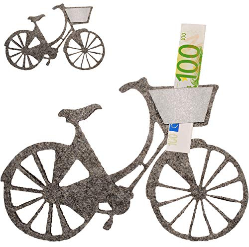 Geldgeschenk/Deko/Glückwunschkarte - Filz - Fahrrad/Bike - E-Bike - grau - ideal für Gutschein + Geldscheine + Foto´s + Glückwünsche - Geldgeschenkverpa..