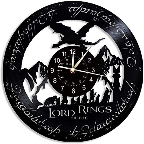 Orologio da parete design, motivo: Signore degli anelli, con LED 7 colori, stile retrò, per soggiorno, cucina, regali unici, fatto a mano, decorazione da parete (senza luci)