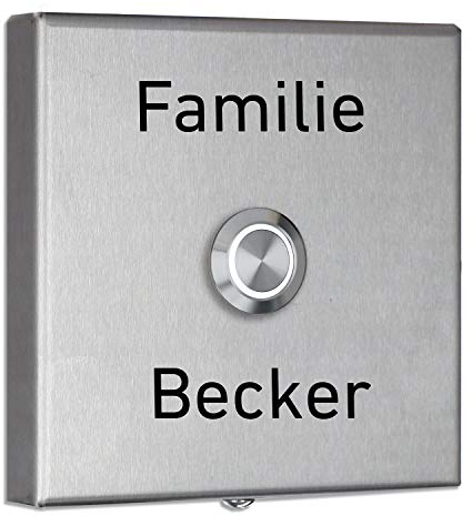Aufputz Türklingel aus Edelstahl in 5 Größen und 5 Farbtönen konfigurierbar Aufputz Klingelschild Futura3