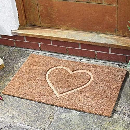 Garden Mile Decoir Doormat Door Mats Natural Look Mats Slip Resistant PVC Backing Safe Anti-Slip Indoor Outdoor Use (Heart Felt)