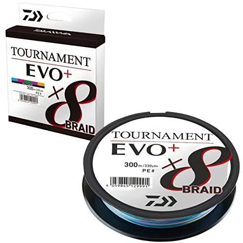 Daiwa Tournament x8 Braid EVO+ 0.26mm, 19.8kg/43.7Lbs, 300m, Mehrfarbig, Geflochtene Angelschnur, 12762-126