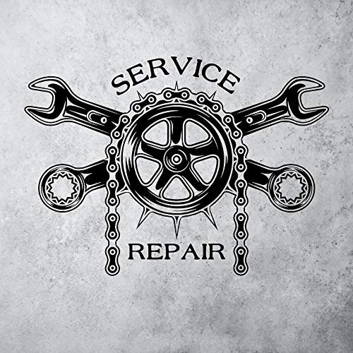 Zdklfm69 Wandtattoos Wandaufkleber Fahrradkette Service Reparatur Wandkunst Aufkleber Aufkleber für Fahrradladen Dekoration Abnehmbar 57x41cm