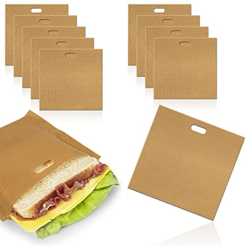 Korona 21000 Lot de sacs à toasts réutilisables - Résistant à la chaleur | Anti-adhésif | Passe au lave-vaisselle | 10 sacs à pain | Préparation de sandwichs occupés dans le grille| pain