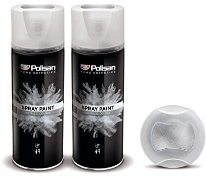 Polisan Spray Paint | Metallic Grey | Perfect for Radiator, Plastic, Fabric, Metal, Wood, Bike, Marking | 2 x 400ml | Double Pack