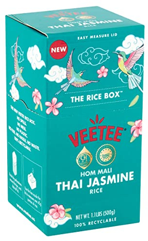 Veetee Rice Box - Thai Hom Mali Jasmine - Authentic Premium Rice - 1.1lb 6pk