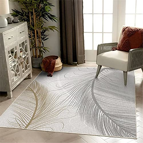 Joop Teppich Grau Wohnzimmer Teppich Grau Einfache Große Feder Teppich, Das Schlafzimmer Absorbiert Staub Baby Teppich Mädchen 200X300Cm Teppich Groß 6Ft 6.7''X9Ft 10.1''