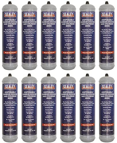 Sealey Bouteille de gaz dioxyde de carbone jetable 600g - Boîte de 12 - CO2/101/12