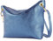 modamoda de - T243 - ital. Umhängetasche Klein Small aus Leder, Farbe:Jeansblau-Metallic
